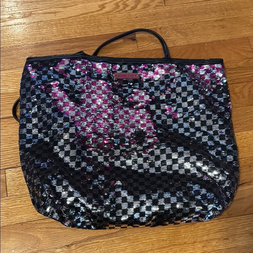 Betsey Johnson Checkered Tote Bag - reversible sequins!!